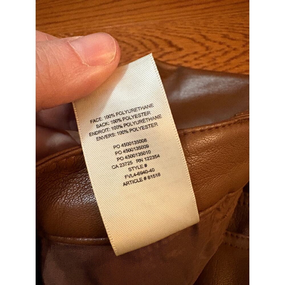 ARITZIA WILFRED The Melina Pant Camel High Waisted Vegan Leather Pant Size 4 - Picture 4 of 7